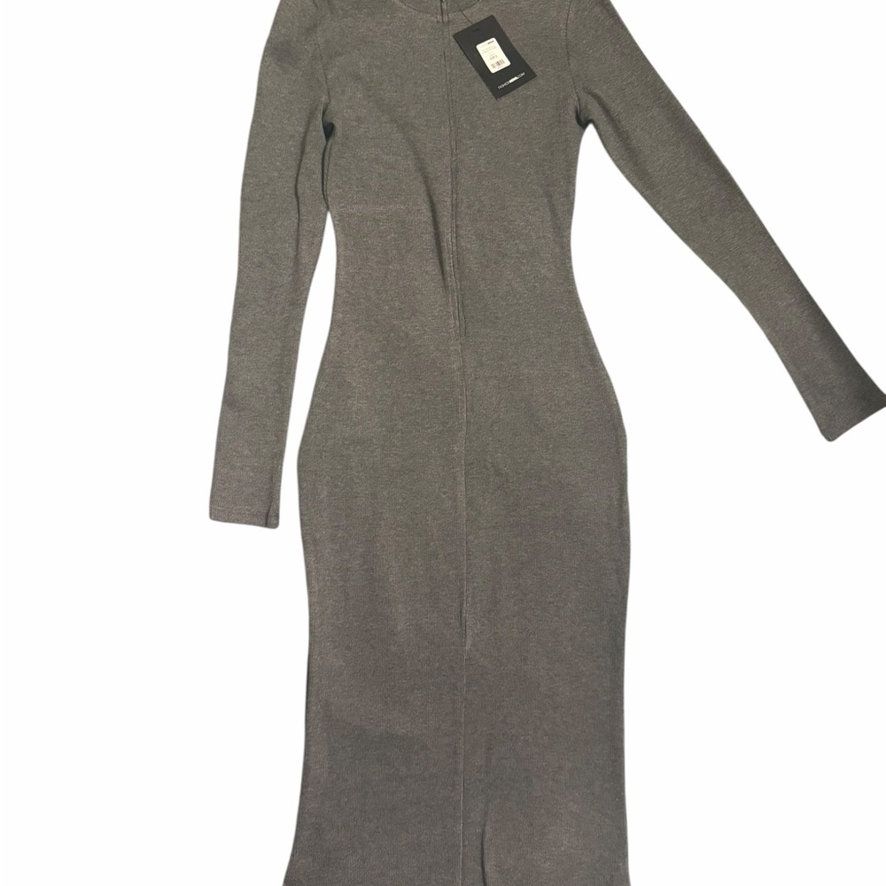 Fashion Nova Pour Some Wine Sweater Midi Dress Charcoal Gray Size Small NWT